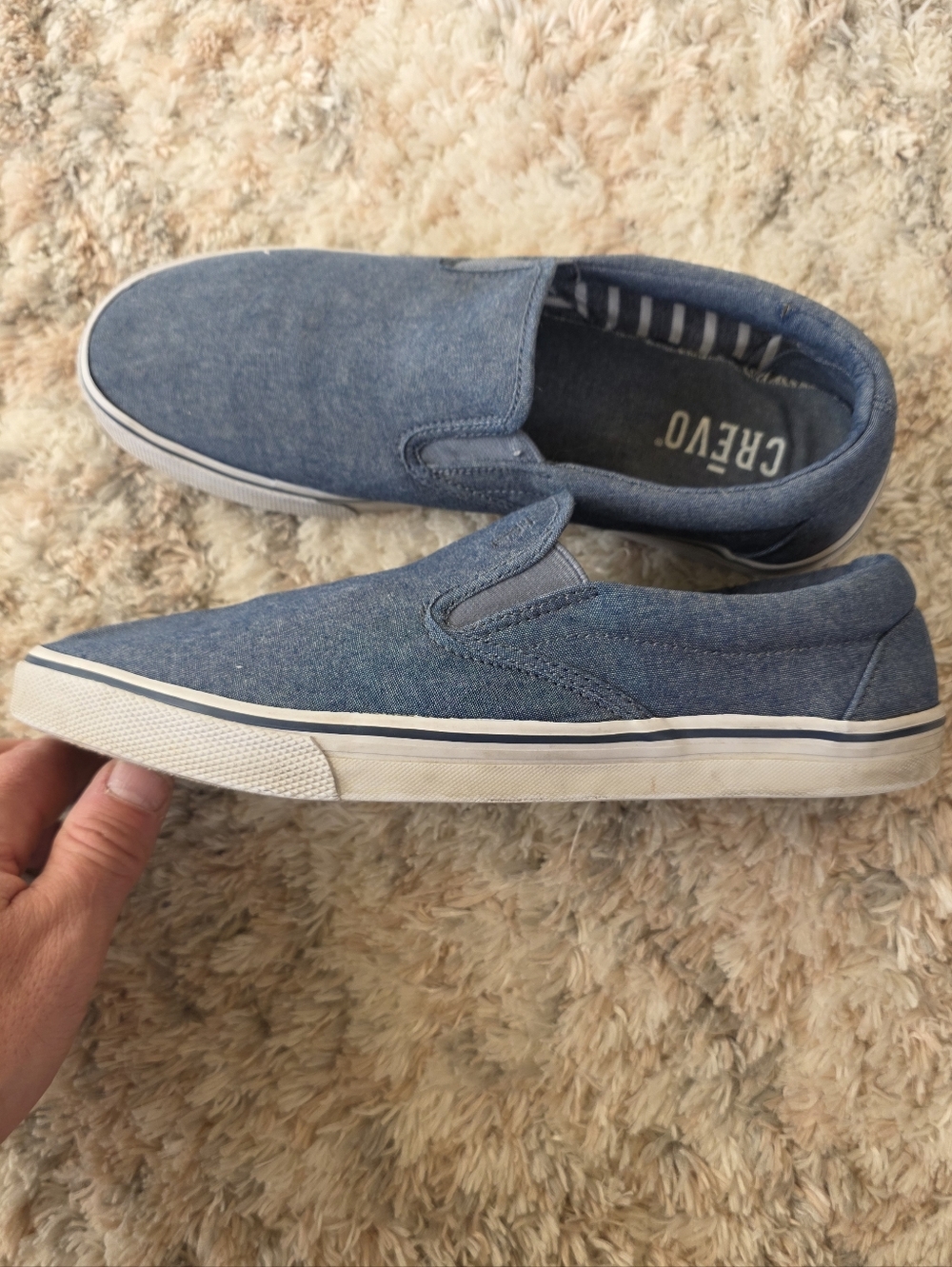 Crevo Denim Blue Slip-On Canvas Loafers